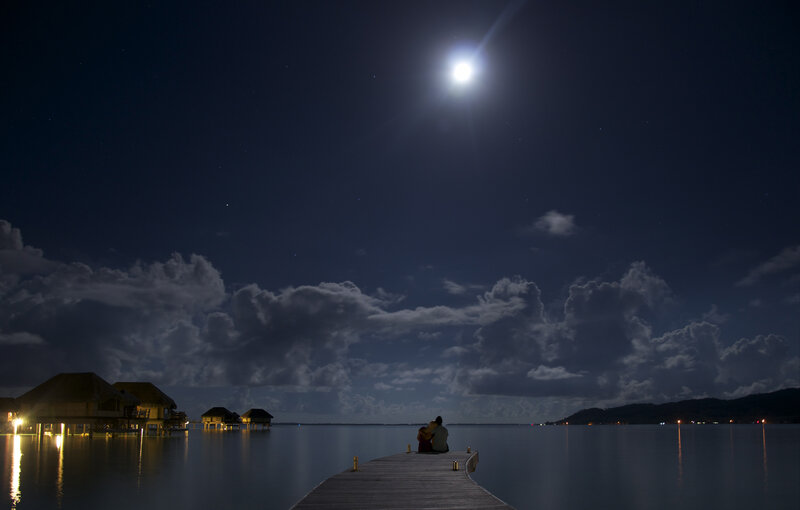 Couple on a Dock — Dark Blue