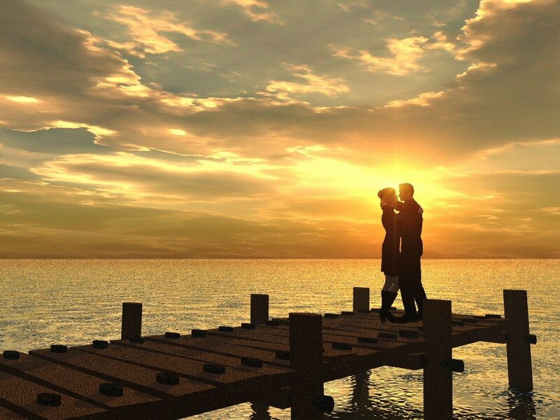 Couple on a Dock — Gold, Romantic