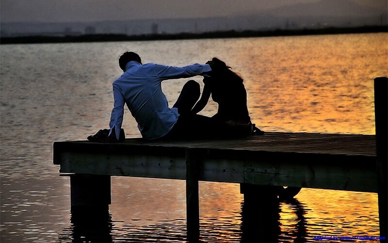 Couple on a Dock — Orange