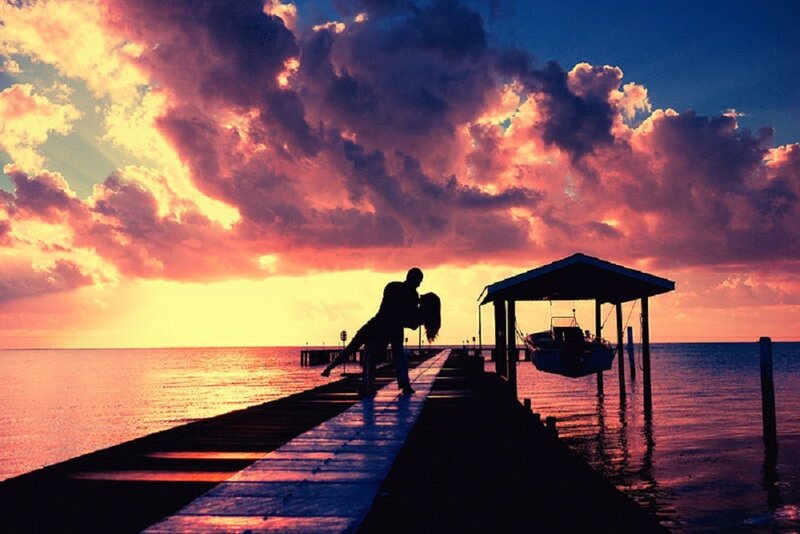 Couple on a Dock — Purple