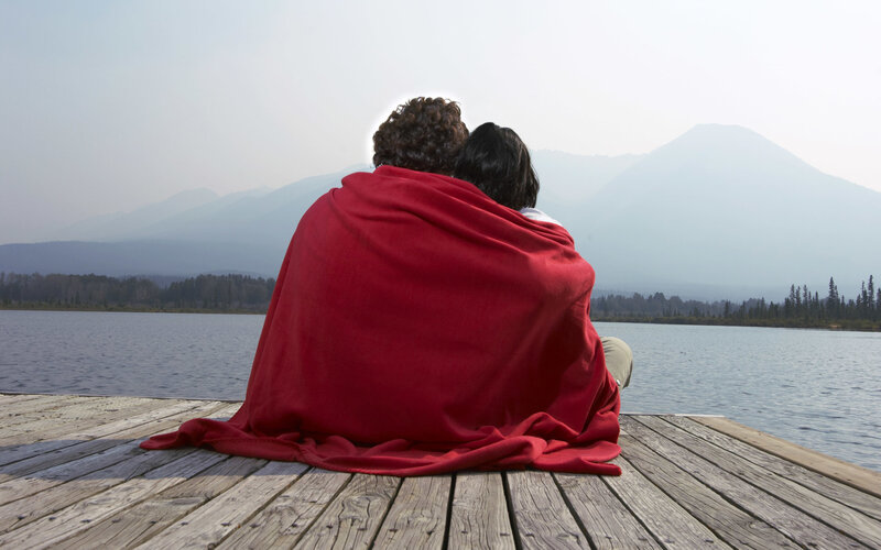 Couple on a Dock — Red