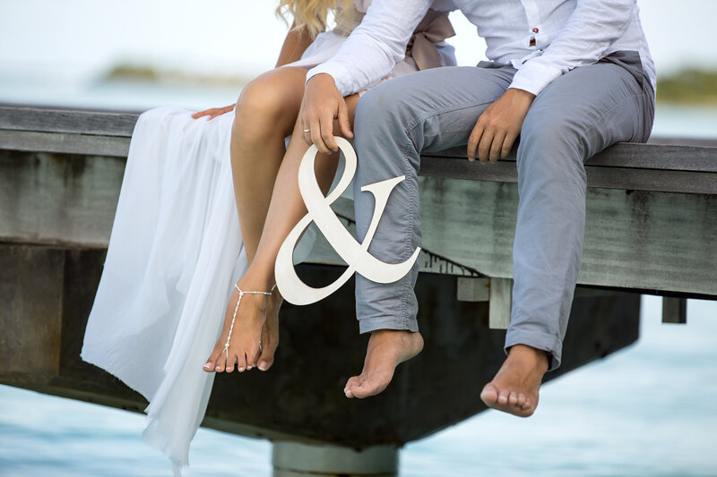 Couple on a Dock — White
