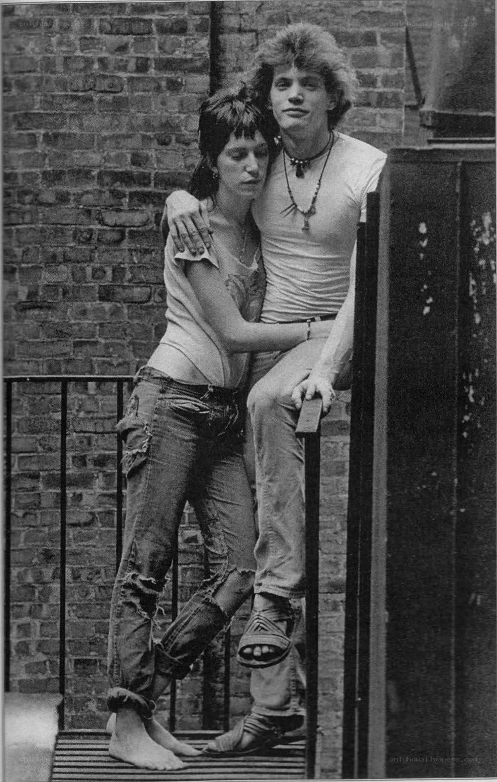 Couple on a fire escape