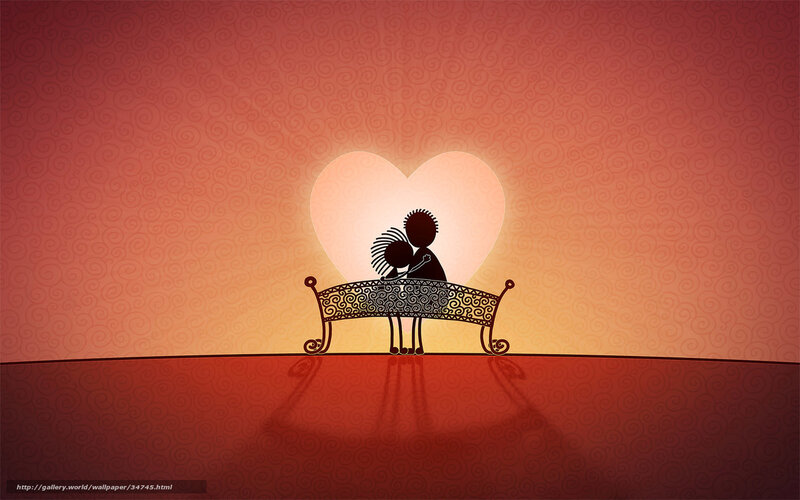 Couple on a heart-shaped bench