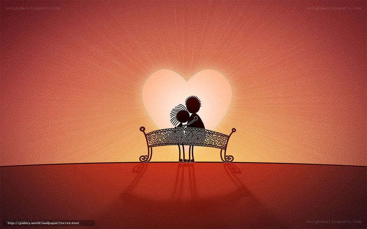 Couple on a heart-shaped bench