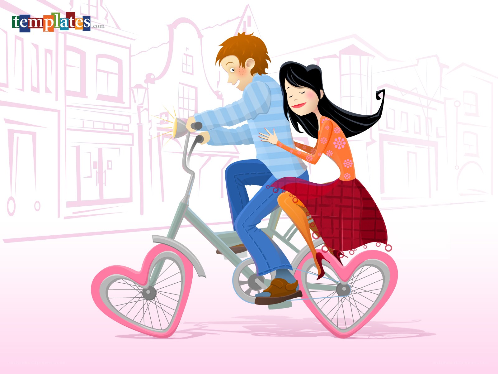 Couple on a heart-shaped bike