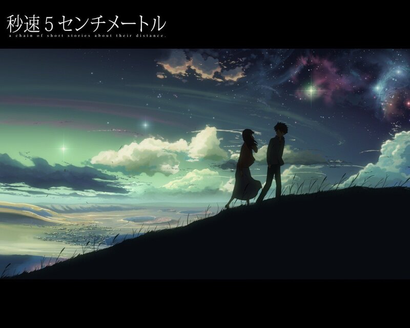 Couple on a Hill — Blue, Serene, Night, Anime