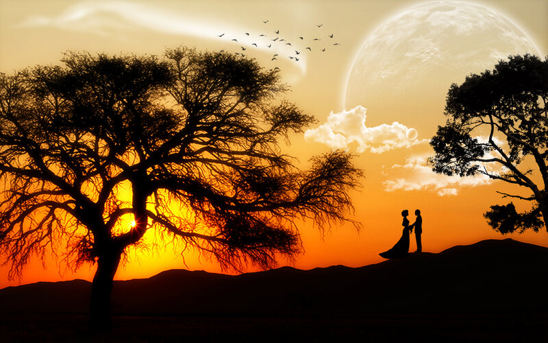 Couple on a Hill — Orange, Dramatic