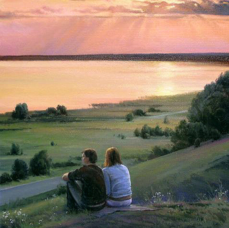 Couple on a Hill — Pink