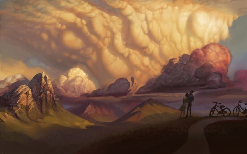 Couple on a mountain path