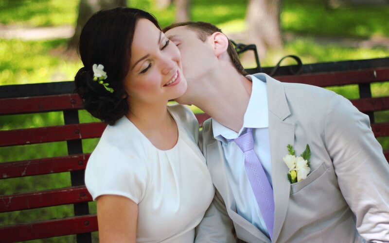 Couple on a park bench