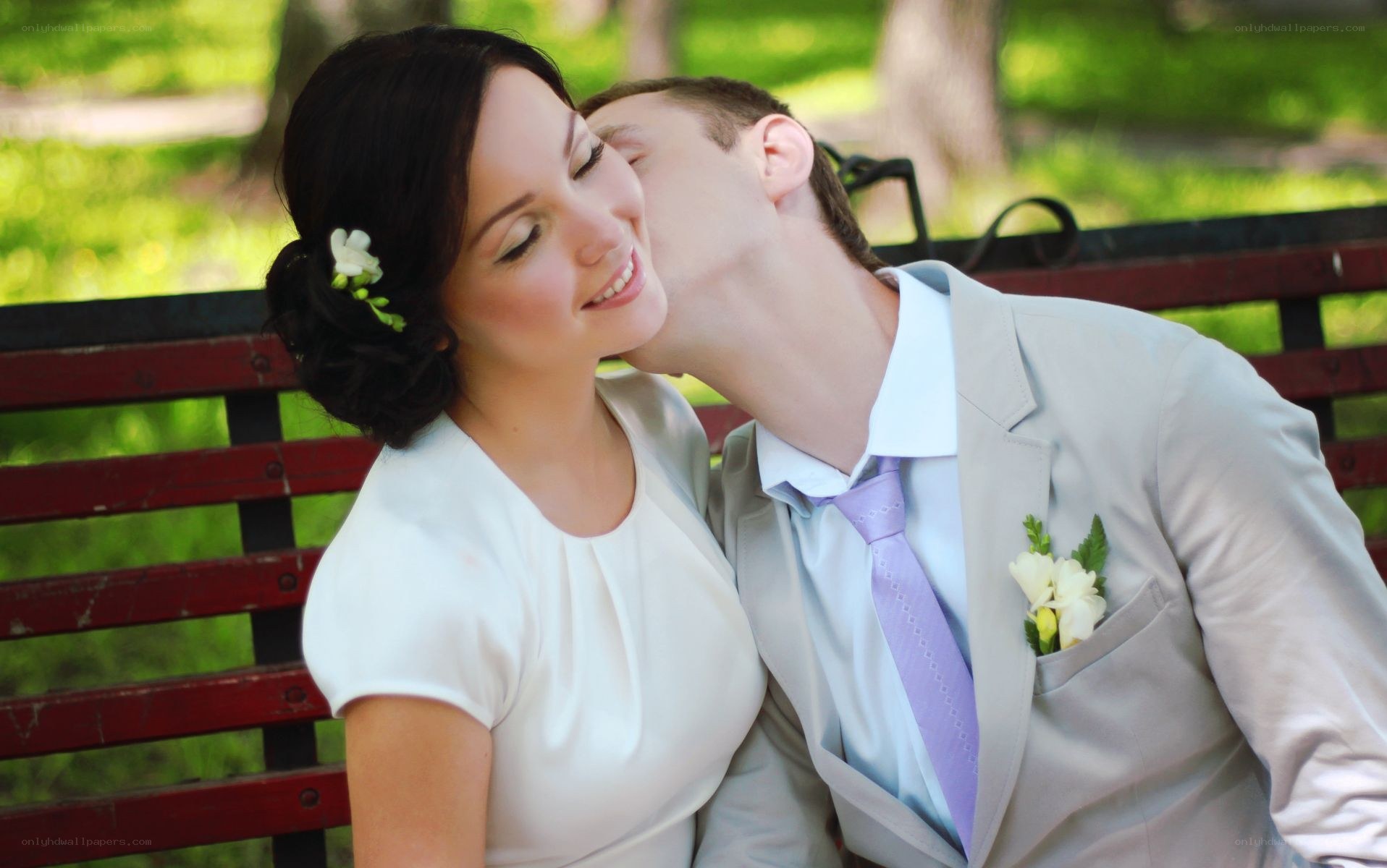 Couple on a park bench