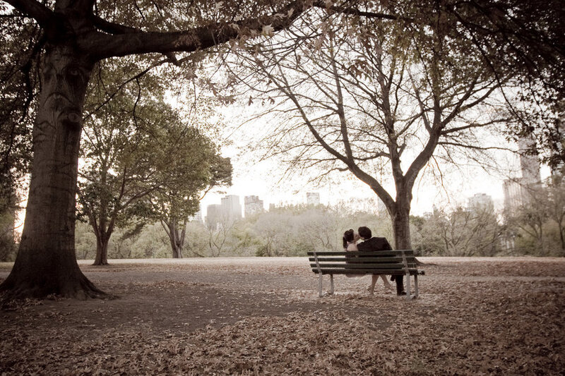 Couple on a park bench