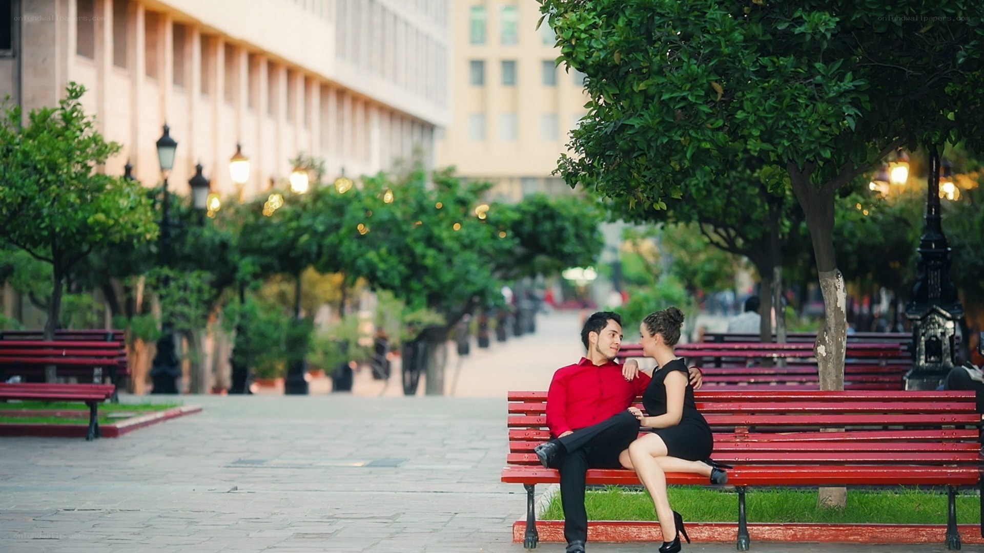 Couple on a park bench