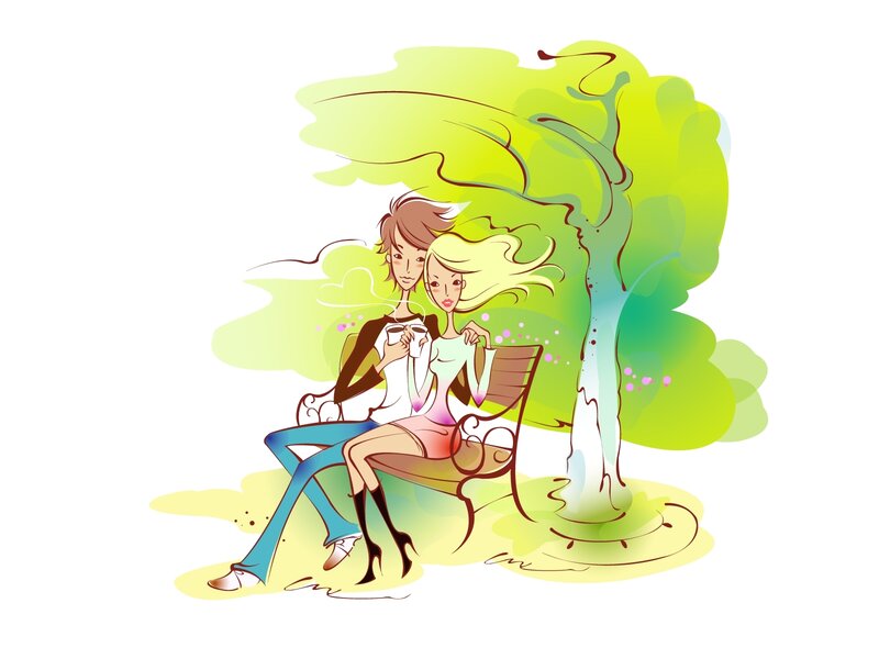 Couple on a park bench
