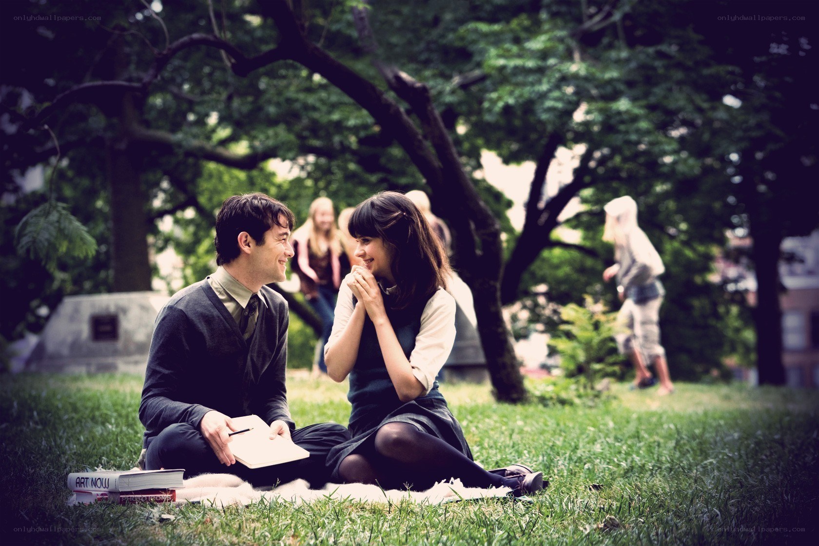 Couple on a park blanket