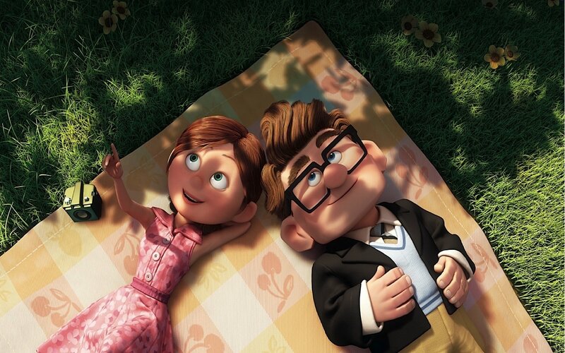 Couple on a picnic blanket