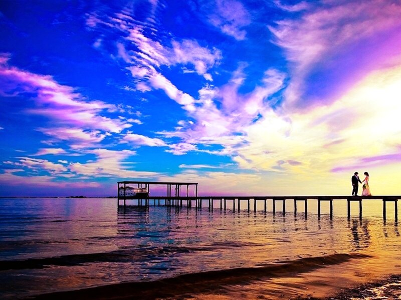 Couple on a Pier — Blue, Dramatic