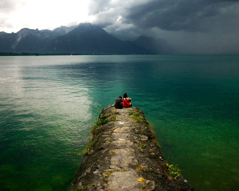 Couple on a Pier — Green
