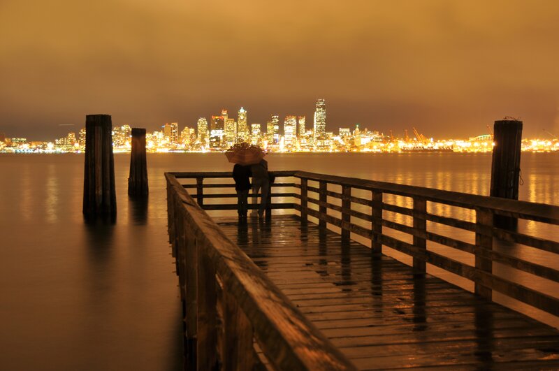 Couple on a Pier — Orange