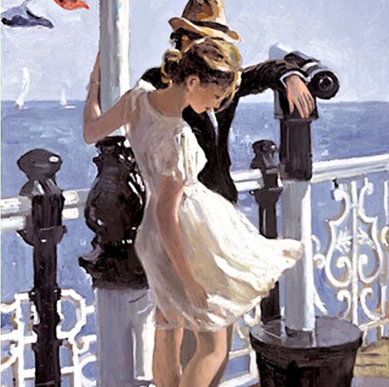 Couple on a Pier — White
