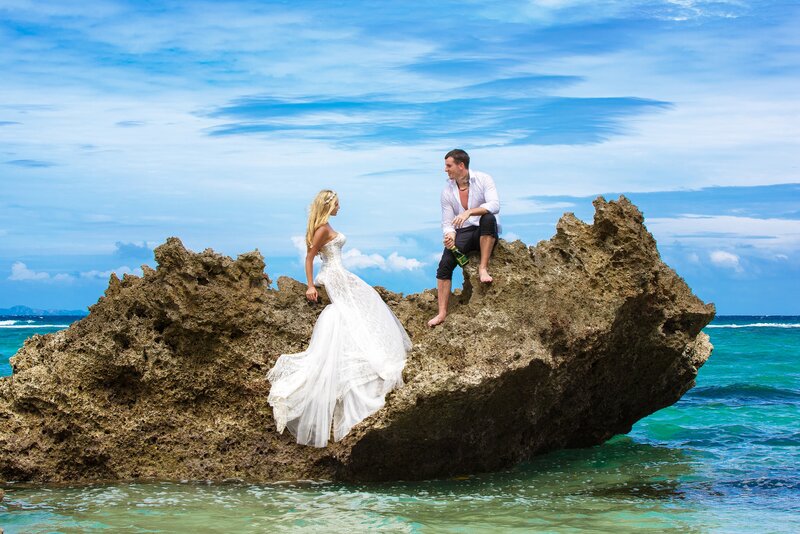 Couple on a Rock — Blue, Serene