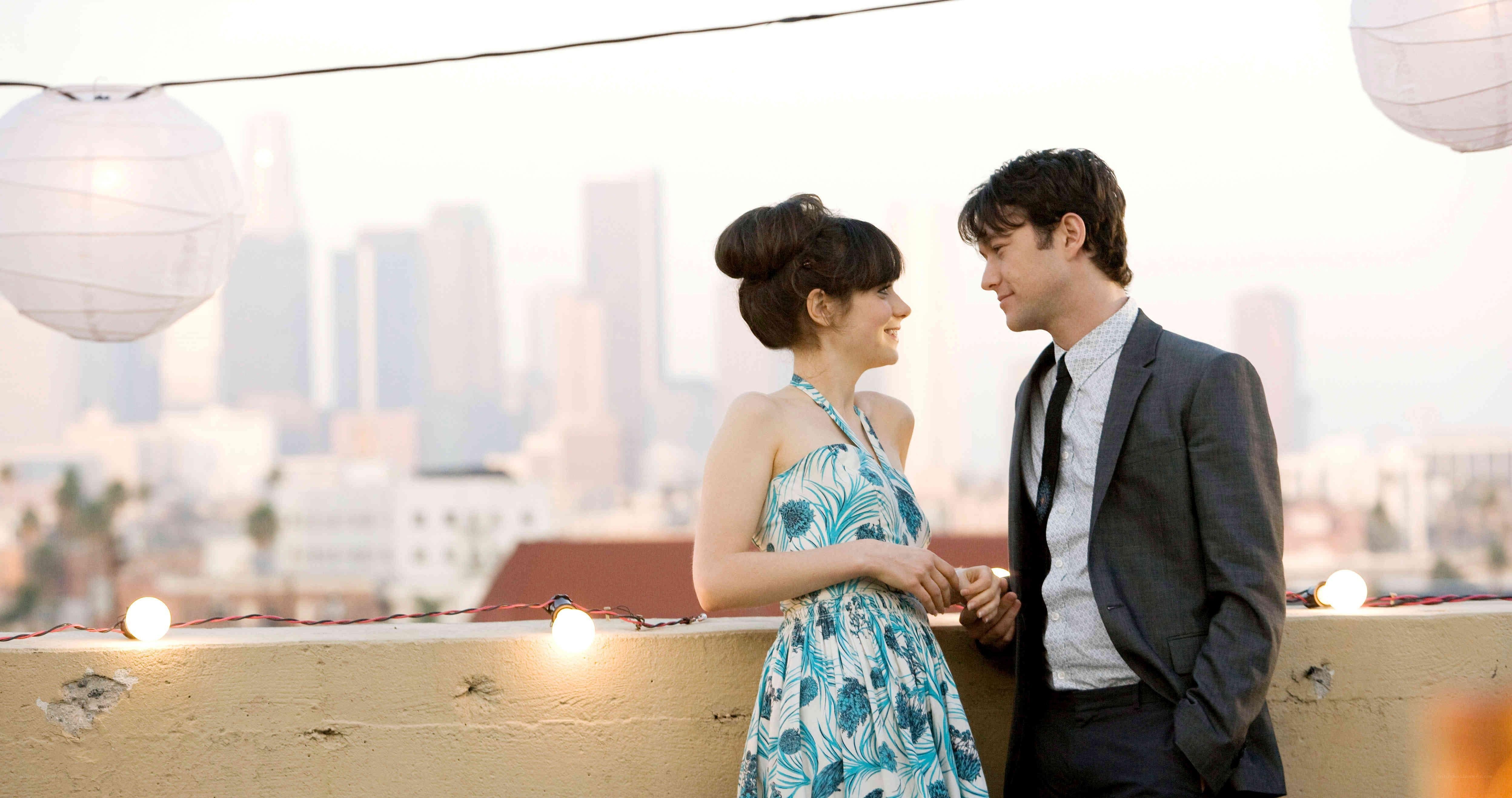 couple on a rooftop at sunset