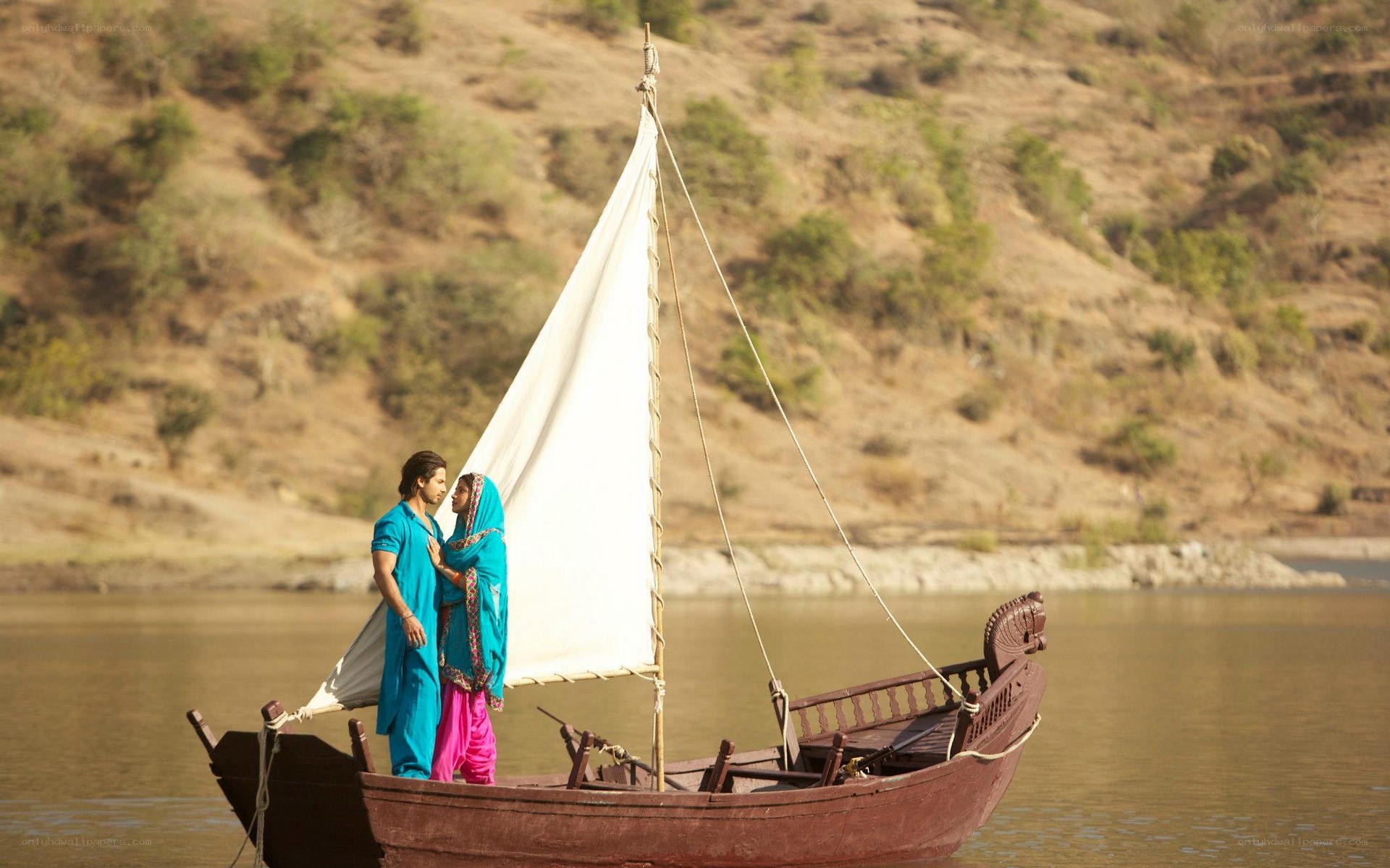 Couple on a sailboat