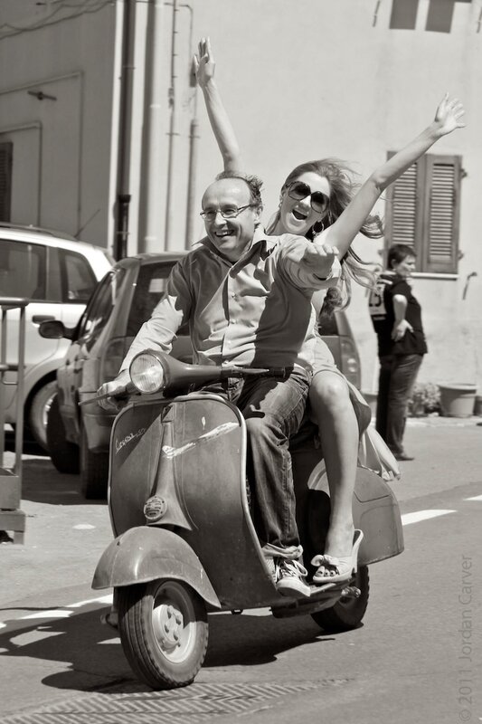 Couple on a scooter
