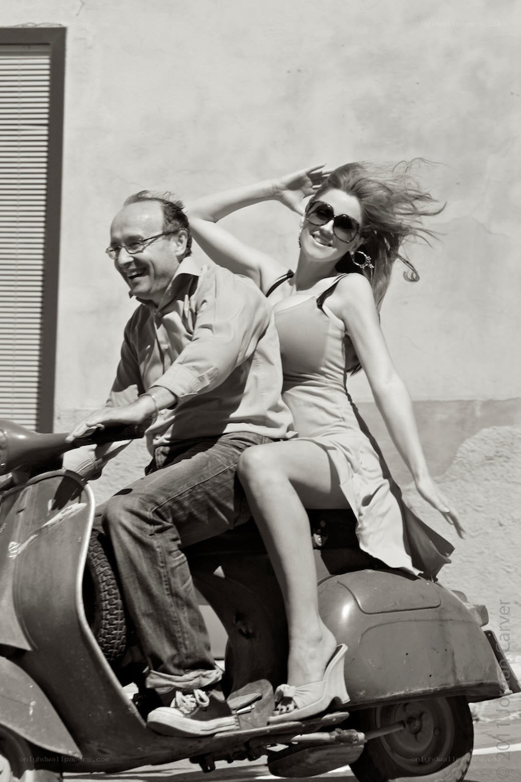 Couple on a scooter