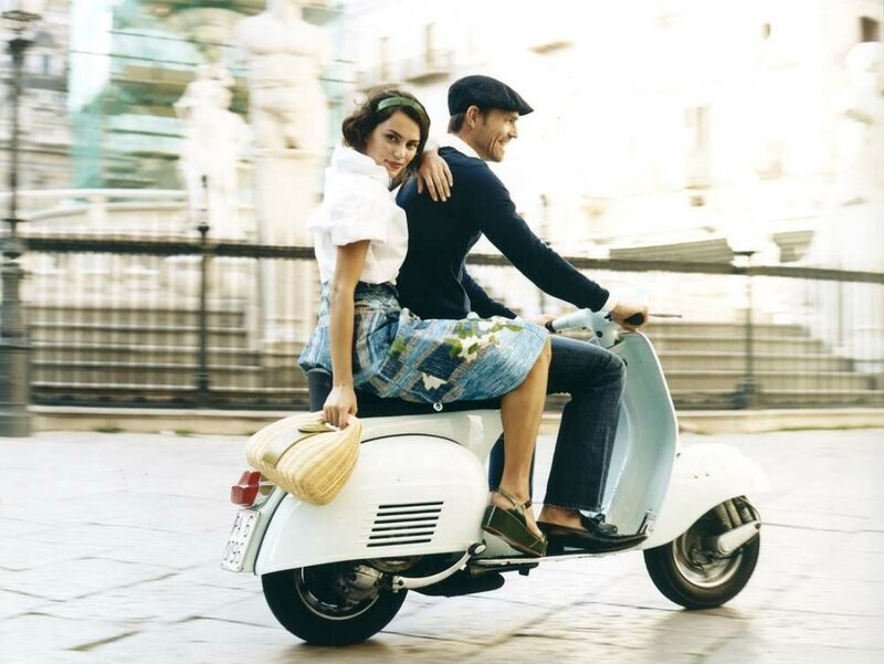 Couple on a Scooter — White