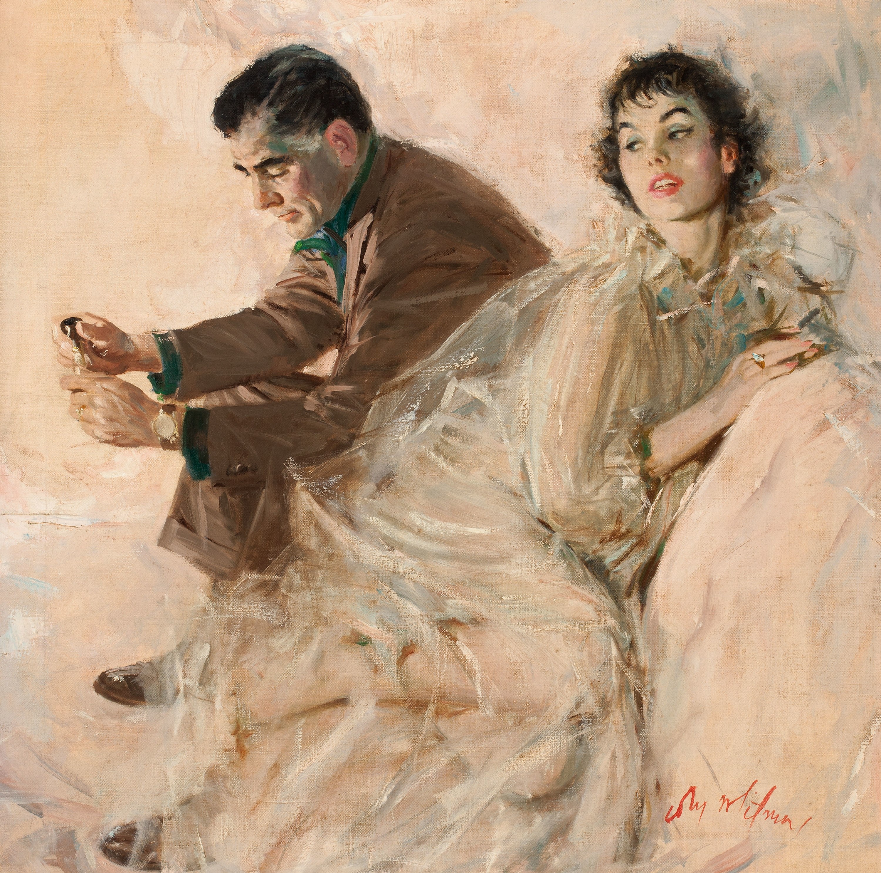 Couple on a sofa painting