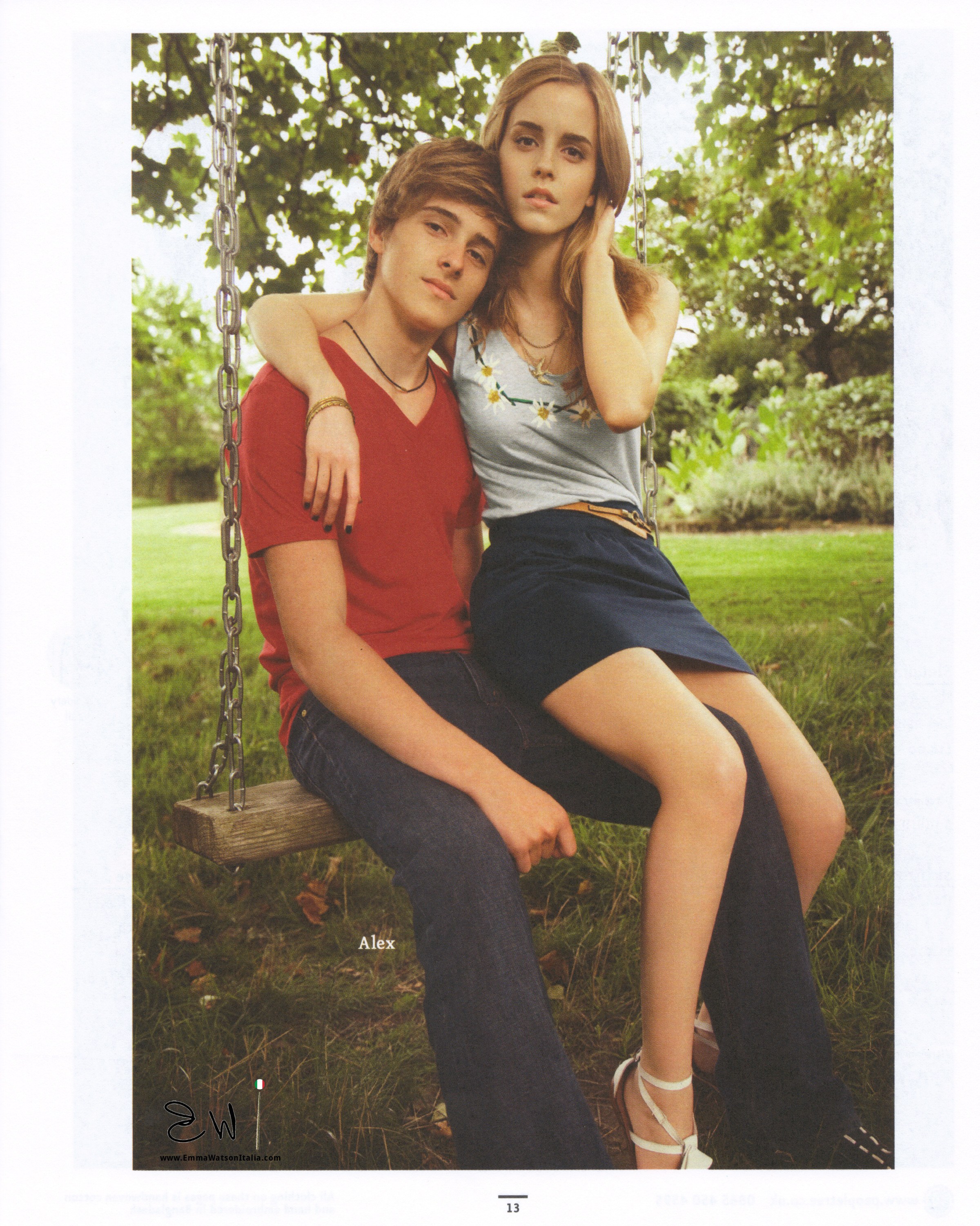 Couple on a swing in garden