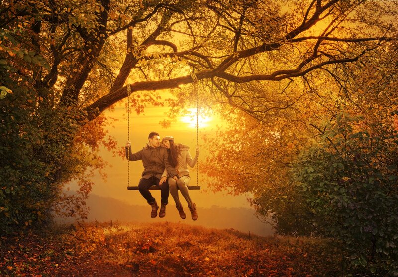 Couple on a Swing — Orange