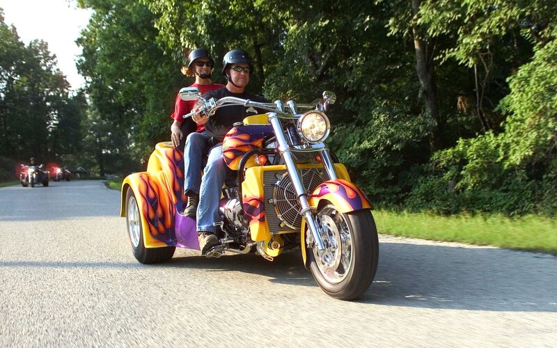 Couple on a trike motorcycle