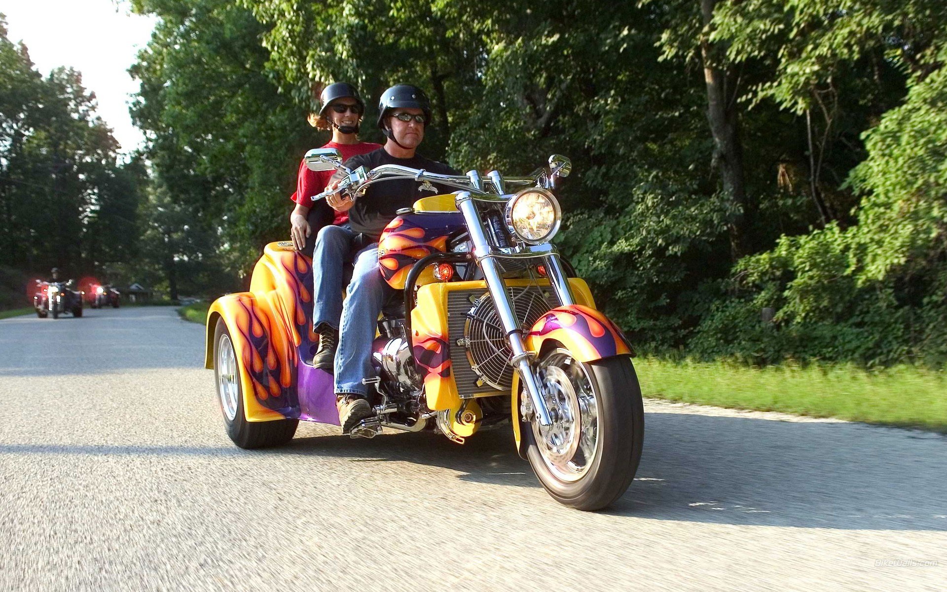Couple on a trike motorcycle