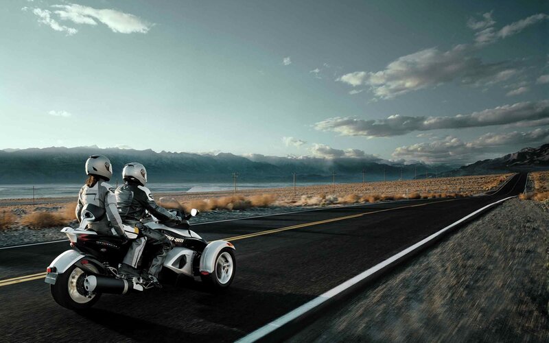 Couple on a trike motorcycle