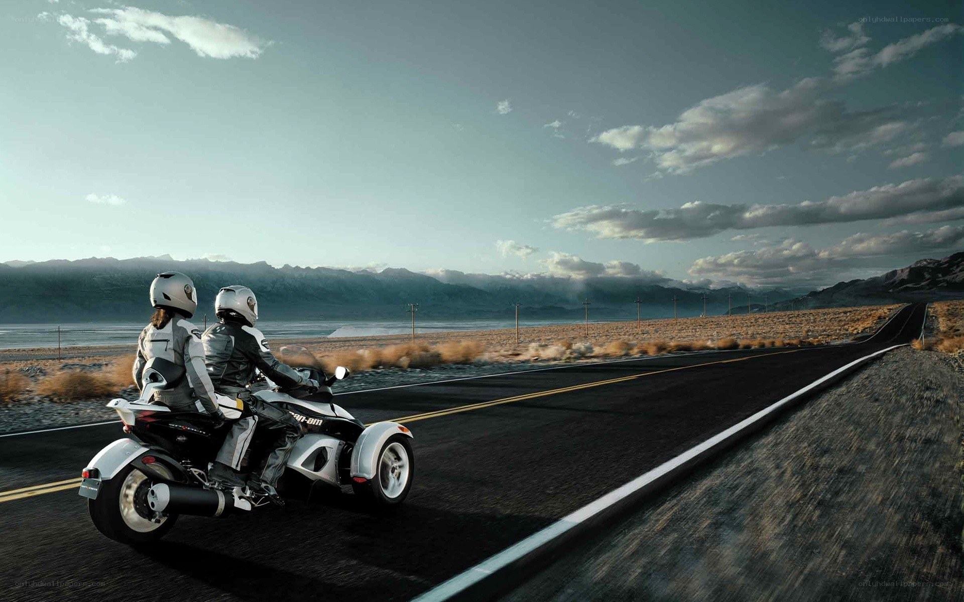 Couple on a trike motorcycle