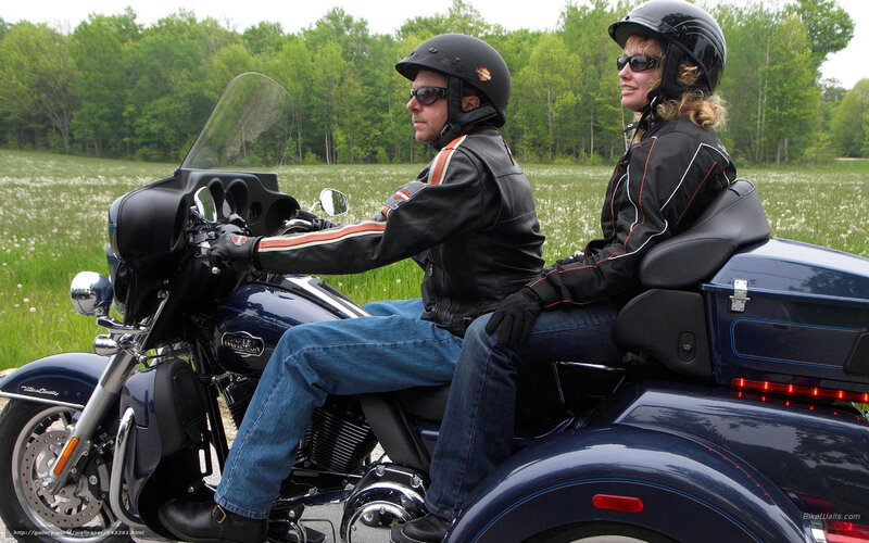 Couple on a trike motorcycle