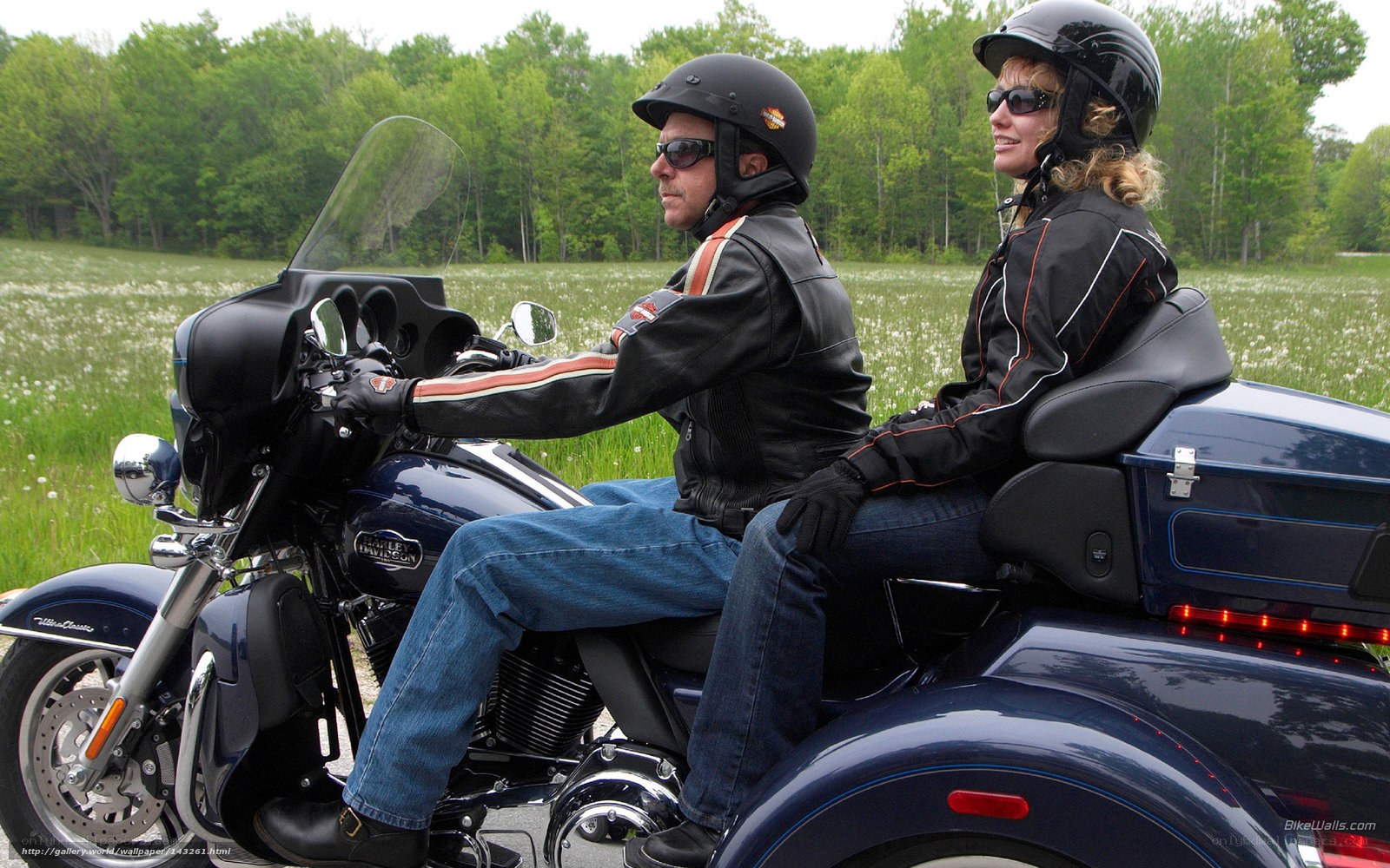 Couple on a trike motorcycle