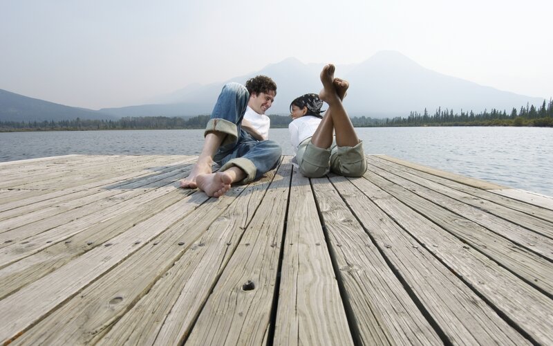 Couple on a wooden dock