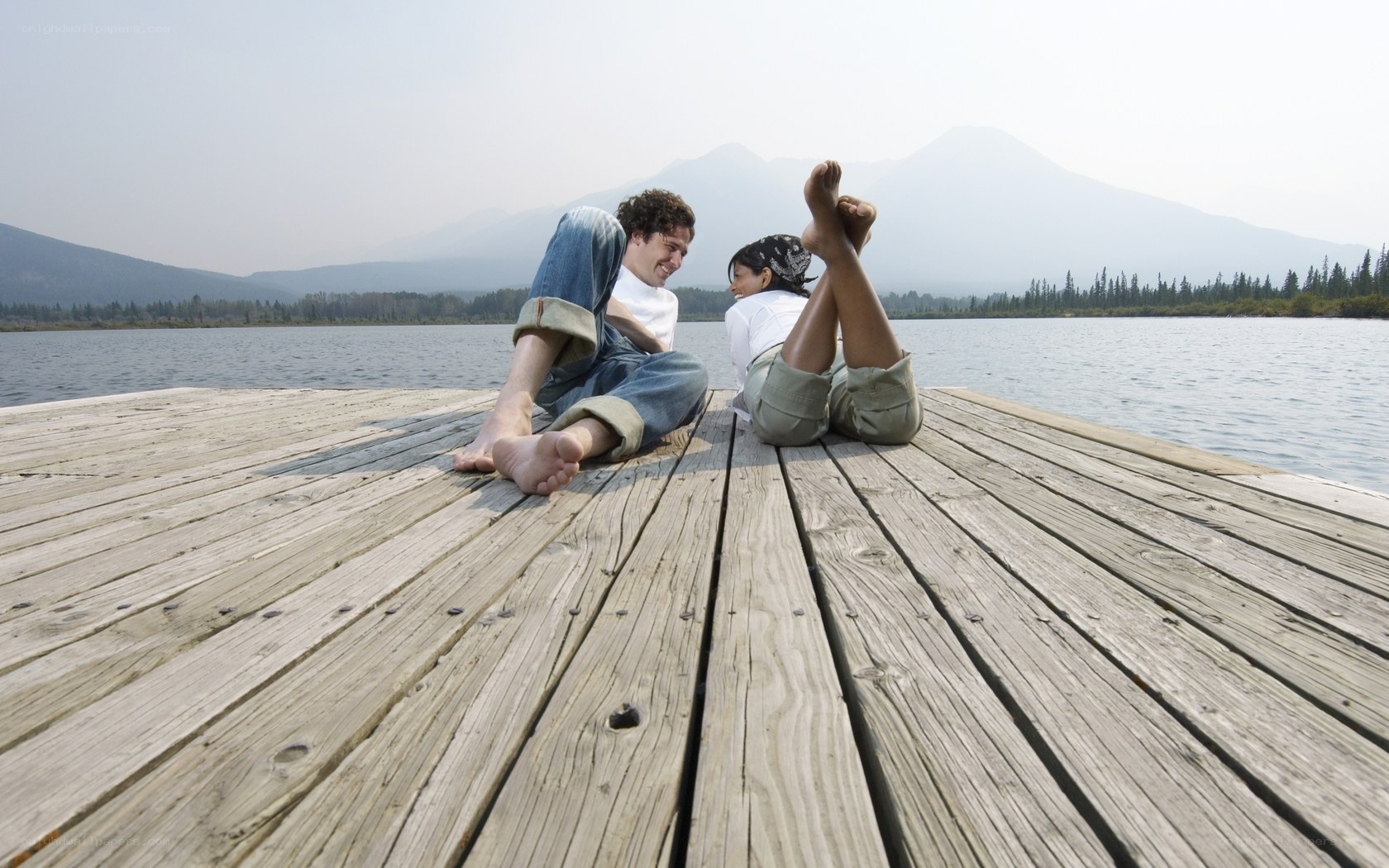Couple on a wooden dock