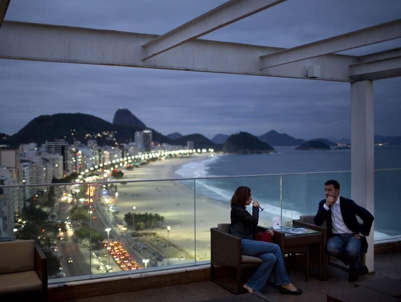 Couple on Balcony — Blue, Calm