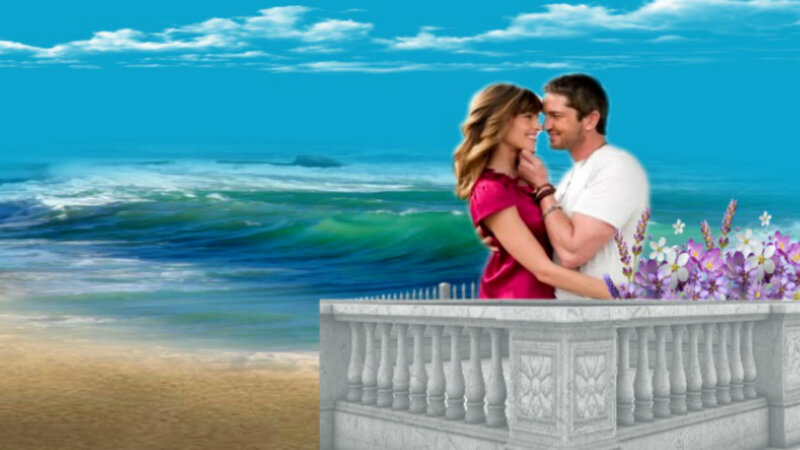 Couple on Balcony — Blue, Romantic