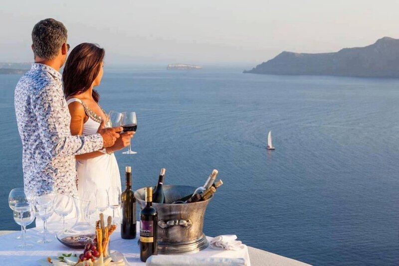 Couple on Balcony — Blue, Serene
