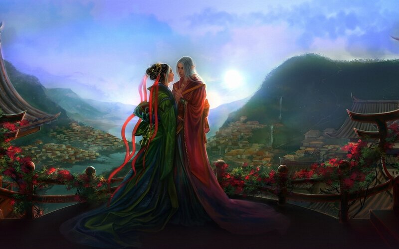 Couple on Balcony — Green