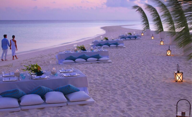 Couple on Beach at Dusk — White