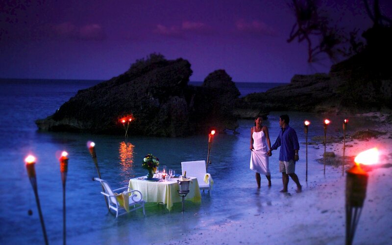Couple on Beach at Night — Purple