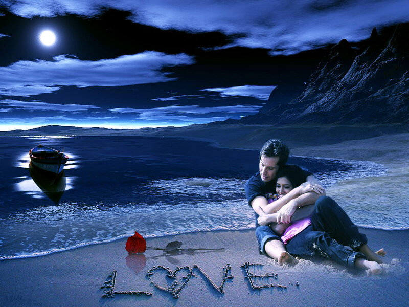 Couple on Beach at Night