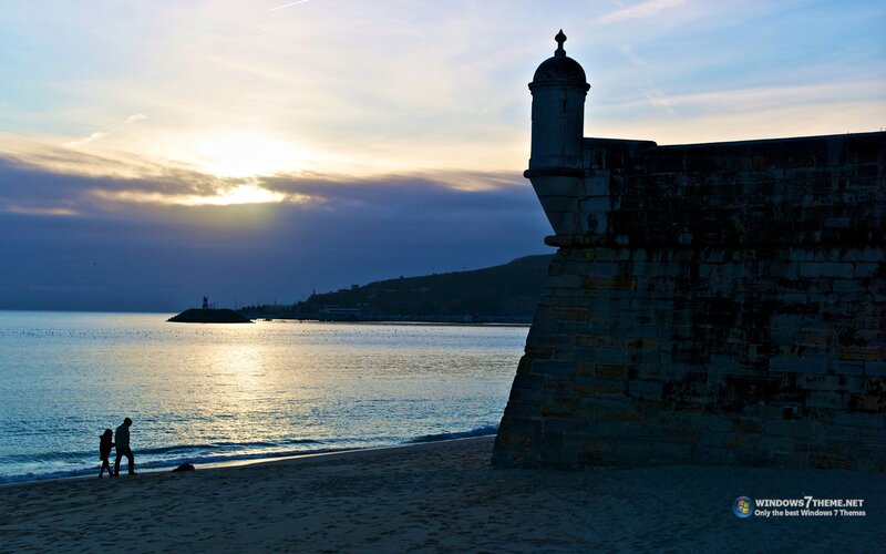 Couple on Beach at Sunset — Blue, Serene, Photograph, Fortress